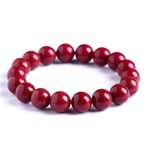 Bracelet perles rouges cinabre et renard porte-bonheur en pierre