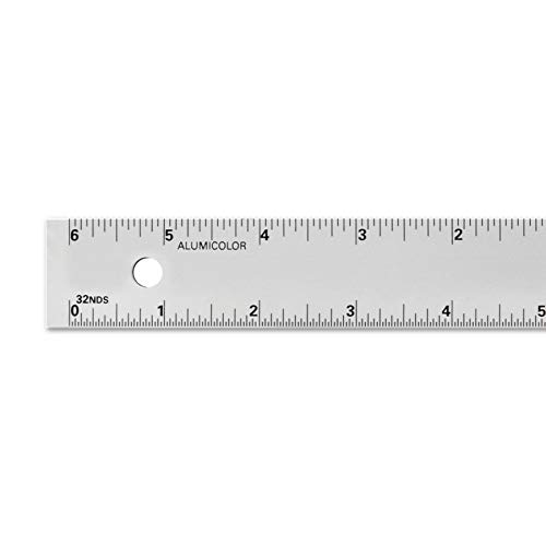 Alumicolor Aluminum Center Finding Straight Edge with Non-Slip Back, 18IN, Silver