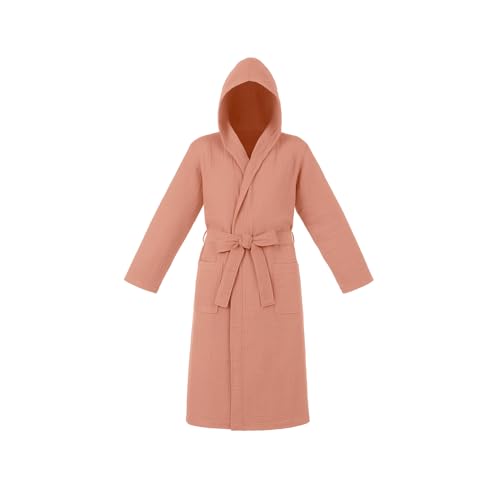 Albornoz con capucha de algodón KASANOVA coral lavable a 60 grados para baño y spa