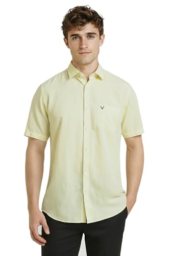 Image of Allen Solly Men's Linen Casual Shirt | Solid | Half Sleeve | Breathable Premium Linen | Summer & Vacation Wear
