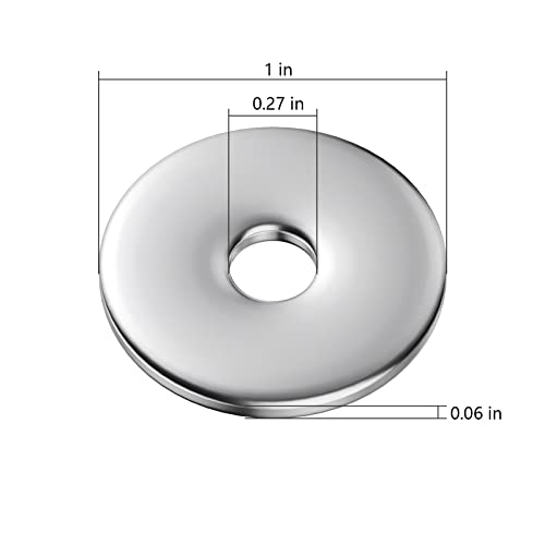 Wensilon (120Pcs)1/4"X1 Stainless Steel 304 Metal Flat Washers For Screws And Bolts, Suitable For Factory Maintenance, Kitchen, Store And Outdoor Construction #TOP1