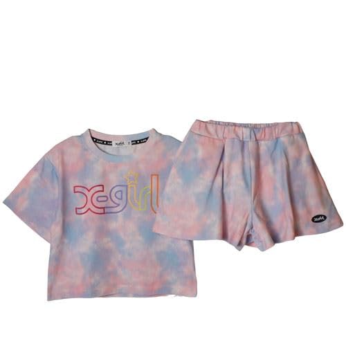 [x-girl STAGES] 子ども服 エックスガールステージス ロゴタイダイ半袖T+ショートパンツセットのサムネイル