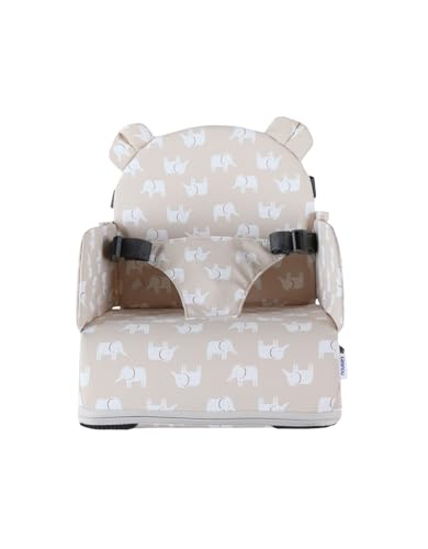 NOUKIE'S - Rehausseur Elephant Bébé de 9 mois à 3 ans Chaise Enfant avec Dossier et Coussin- Léger, Pliable et Nomade - Harnais, Sécurité - Imperméable,...