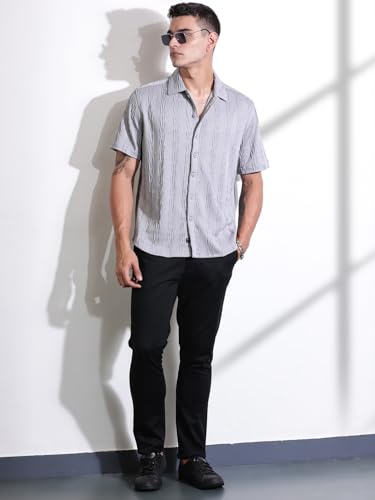 Image of Thomas Scott Men Polyester Blend Solid Oversized Fit Shirt