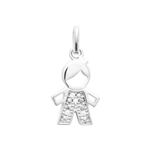 Pendentif en argent 925/000 rhodié petit garçon pavé oxydes de zirconium