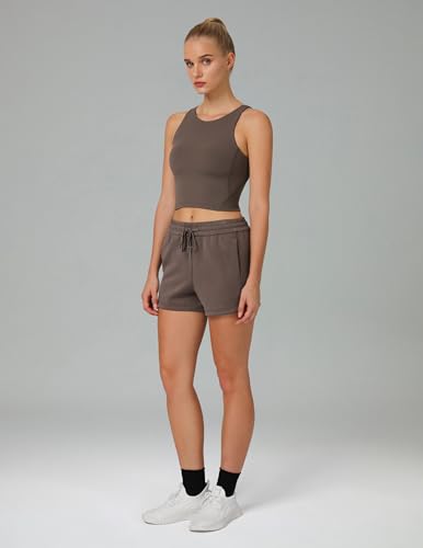 Colorfulkoala Modal Women's High Waisted Sweat 4'' Shorts with Pockets4