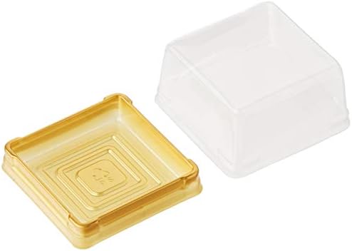 Mooncake Box Clear Mini Moon Cake Containers Individual Plastic Single Macaron Box With Labels, 3 * 3 * 1.6 inch, Set Of 50 (75G Square Gold) image 4