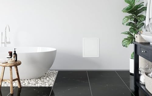 Awenta Kunststoff-Zugangsklappentür 150x250 mm – weiße Abdeckplatte für die Öffnungsklappe – Kastentürschloss – Türriegel – verdecktes Scharnier – abnehmbare Tür – lackierbare glatte Oberfläche