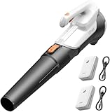 Litheli Akku-Laubbläser mit 2 Akkus (funktioniert als tragbare Powerbank), ultraleichtes elektrisches Gebläse für Einfahrten, Terrassen & Decks, 2-Gang-350CFM für trockene Blätter, Staub