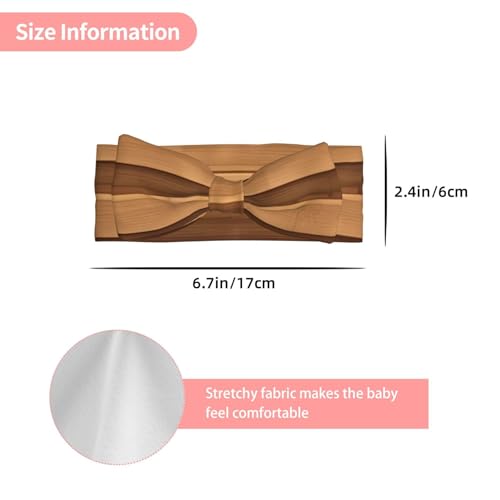 Original Wood Color Texture Baby Bow Headband, Soft Baby Bow Hair Accessory For Newborn Babies, *Toddlers, Kids.3