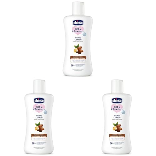 Image of Chicco Baby Moments Body Lotion 200ml | Almond Milk & Murumuru Butter | Quick Absorb Formula with Natural Ingredients for Ultra Soft Skin | Dermatologically Tested | Parabens & Phenoxyethanol Free