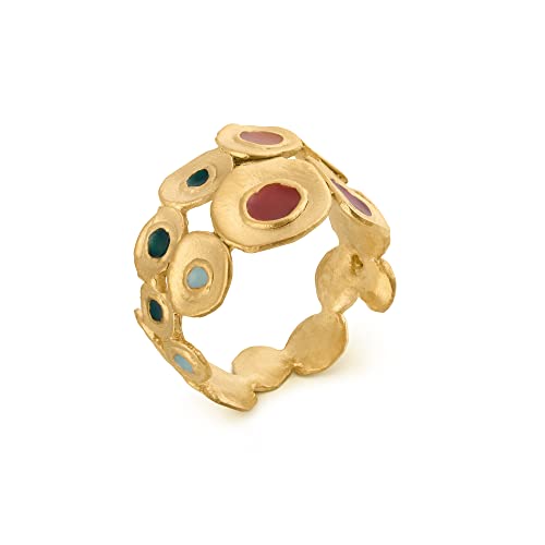 JOI D'ART ANILLO DORADO FAVORITA COLORS | Diseñado por Joidart | Colección Favorita Colors | Anillo simple de metal mate con baño de oro de 24 K con esmalte frío multicolor (14)