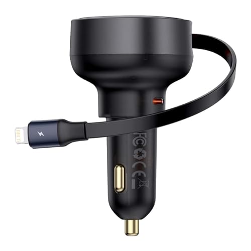 Image of Baseus Enjoyment Pro Car Charger C,Retractable IP Cable 55W Cluster Black
