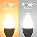 Cotanic E12 LED Candelabra Bulb, C37 LED Fan Light Bulbs,5w,60Watts Equivalent Type B Bulb,5000K Daylight for Chandelier Lamp,500lm,Small Candelabra Base,Vintage Candle B11 Shape,Non-dimmable,6 Pack