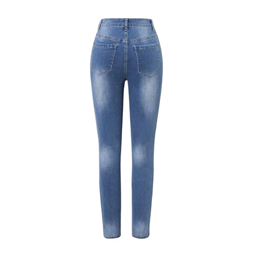 Women's Low Rise Skinny Jeans Stretch Button Destroyed Denim Pants2