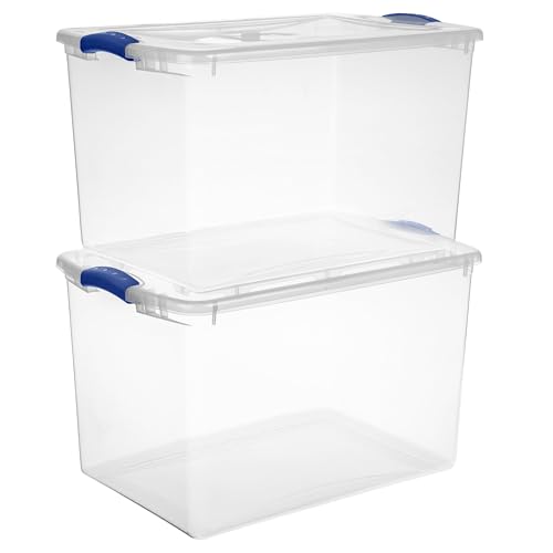 Image of 66 Qt Storage Bins 2-Pack, Clear Plastic Containers with Secure Latch Lids