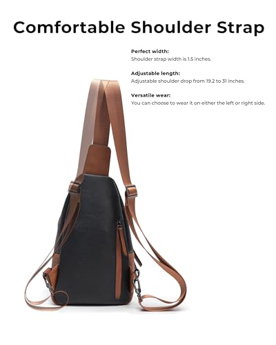 Image of Alldaily Large Sling Bag for Women Crossbody Purse Leather Fashionable Trendy Chest Bag for Travel, Fanny Pack (Brown&Black)