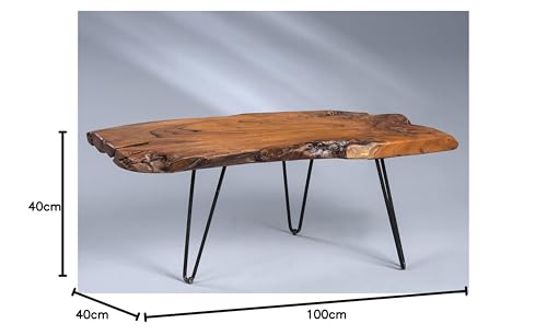 M2 Kollektion Tallus Table Basse Bois Teck 100x40x40cm Marron – Image 4