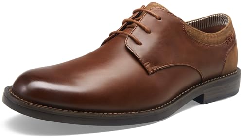 Image of Jousen Mens Dress Shoes Plain Toe Retro Business Casual Oxfords Dark Brown Dress Shoes for Men (AMY623 Dark Brown 10.5)