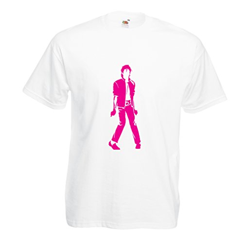 lepni.me Camisetas Hombre Me Encanta M J - Rey del Pop, 80s, 90s Músicamente Camisa, Ropa de Fiesta (XX-Large Blanco Magenta)