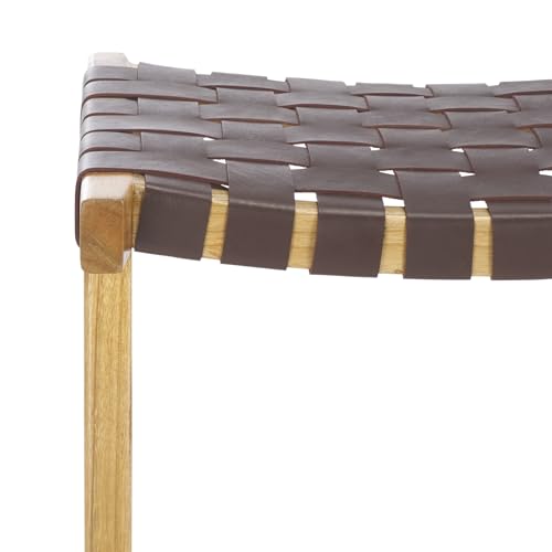 Safavieh Home Collection Abreu Butaco de Madera Maciza 27 Pulgadas Color Cognac/Natural miniatura 4