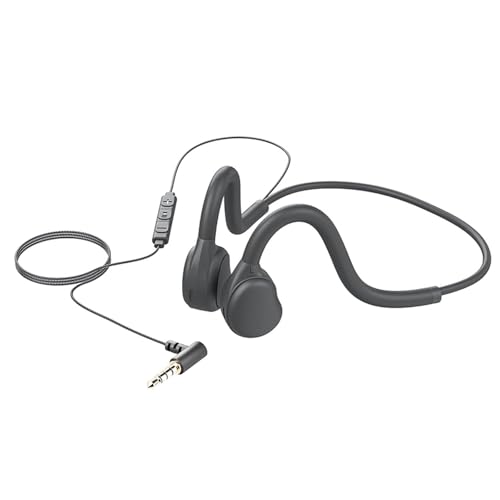 fesoklaf Open Ear Sport Headphones,Wired Neckband Running Headphones with Mic 3.5mm/Type C Connector in-Line Control Stereo Headset for Office Cycling Jogging Gym Workout (3.5mm)