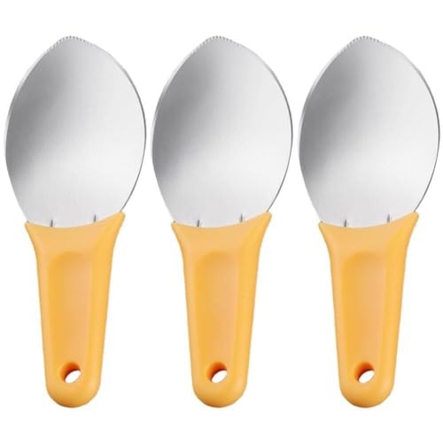 Muteitt 3 Pcs Stainless Steel Mango Slicer with Non-Slip Handle Mango Cutter Fruit Pitter Mango Prep Tool Mango Kitchen Gadget for Home