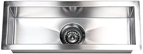 23 Inch Stainless Steel Undermount Single Narrow Bowl Kitchen / Bar / Prep Sink Zero Radius Design