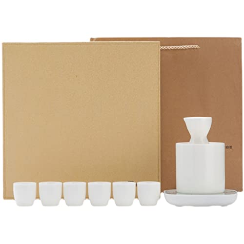 Ceramic Sake Set, Sake Set with Warmer, Traditional Pottery Hot Saki Set 9-Piece Including Electric Thermostat, Warming Pot, Sake Pot, Sake Cups
