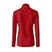 Women Fashion Top Casual Solid Color Long Sleeve High Neck Slim Stretch T-Shirt Comfortable Breathable Basic Blouse Red