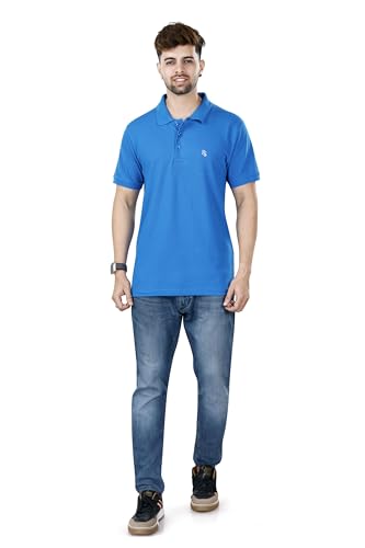 Image of KAUS & SHAN Men's Pure Cotton Regular Fit Solid Half Sleeve Casual & Semi Formal Office Wear Polo T-Shirt