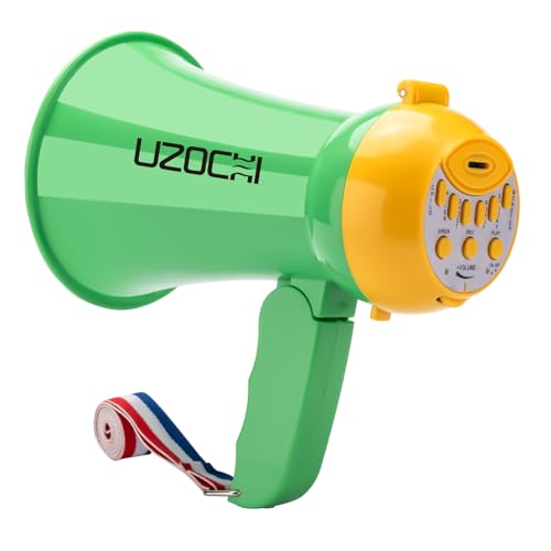 UZOCHI Mini Megaphone Bullhorn speaker with Siren & Recording, Small Portable Voice changer with 6 Sound Effect, Ideal for Kids, Students, Adult, Cheerleading