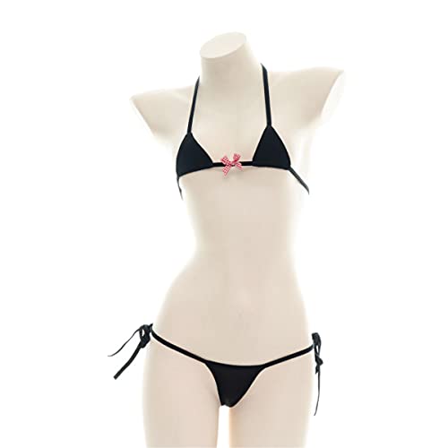 Womens Micro Tanning Bikini Kawaiii Japanese Cute Anime Lingerie Set Tiny Bra Thong Panty Bottom Extreme Swimsuit4