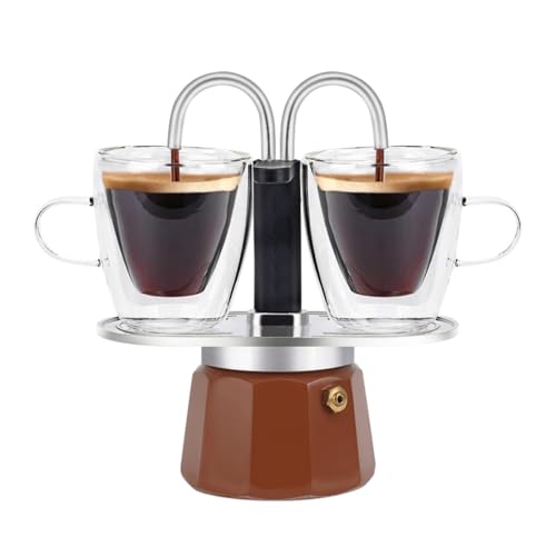 MVPLUE-Mini Express Double Tube Moka Pot Aluminum Mocha Mousse,Share fresh