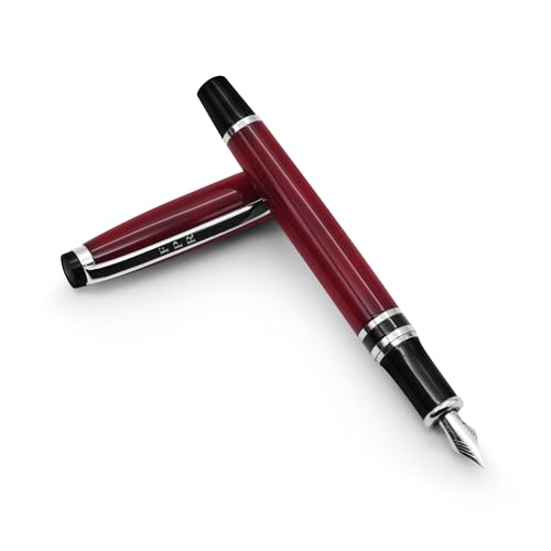 FPR Ambassador Ultra Flex Nib Fountain Pen Set, Burgundy - Refillable Pen w/Cartridges & Converter - Calligraphy Pens for Writing, Journaling & Gifting - Luxury Pens For Smooth Strokes