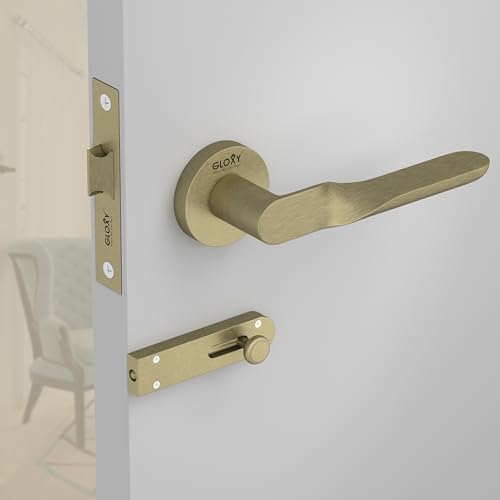 Image of GLOXY Mortise Tower Bolt for Bathroom Main Door Lock, Balcony Store Room Without Key Pull Handle Set with Brass Baby Latch for Balcony |Antique Finish (2 Years Warranty, Pack of 1)