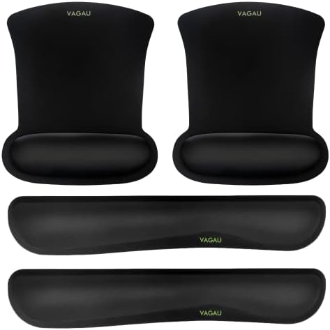 VAGAU Premium Keyboard Wrist Rest and Mouse Pad Wrist Support, Ergonomic Memory Foam Set for Office, Laptop, Mac, Computer and Gaming, Durable, Comfortable Typing &Wrist Pain Relief (2 Pack)