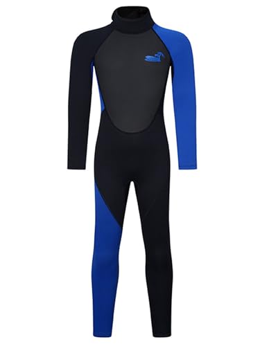Kaerm Muta da Surf Bambino e Ragazzo Mute da Immersione in Neoprene da 3 mm Wetsuit Costume da Bagno Termico Manica Lunga Rash Guard Muta per Snorkeling Nuoto Blu 5-6 Anni