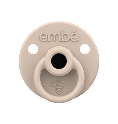 Embe Binnie Retractable Silicone Pacifier, Stays Clean & Hygienic, BPA Free & Hypoallergenic Pacifier | Oatmeal Blush