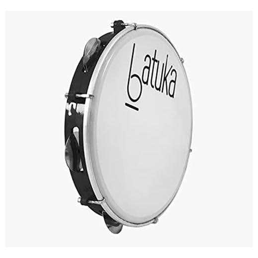 Pandeiro 10" Abs Preto Plat Inox Pele Pele Leitosa Batuka- Luen