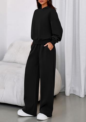 Image of PRETTYGARDEN Womens Sweatsuits 2 Piece Set 2026 Casual Winter Long Sleeve Hoodie Loose Wide Leg Sweatpants Fall Tracksuit