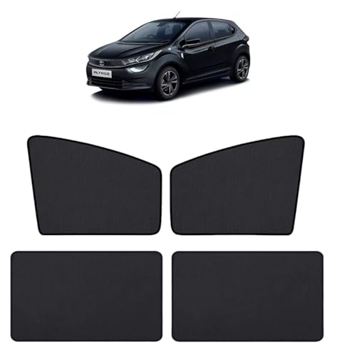 Image of Auto Hub Nylon Car Window Sunshade /Curtains Compatible with Tata Altroz - Pack of 4, Altroz Sun Shade, Black