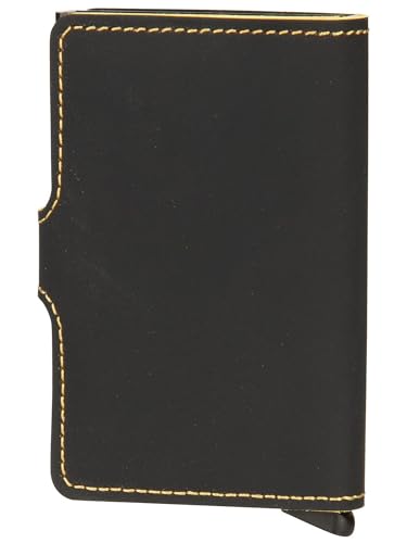 Mini portefeuille Secrid mat noir et bois de bœuf au design moderne