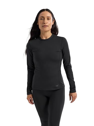 Arc'teryx Rho Crew Neck LS Women's | Lightweight Microfleece Thermal Base Layer for Women, Moisture Wicking Tops for Hiking | Black, Medium