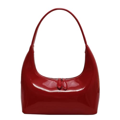 Small Shoulder Bag for Women Chic Leather Purse Red Underarm Bag