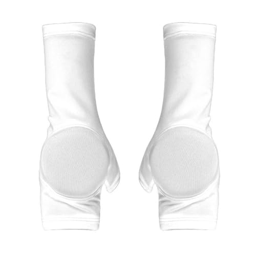 Gralara Protector Palma Elástico Manga Protectora A Prueba Golpes Guardamanos Deslizante para Patinaje sobre Hielo, Blanco, XXS