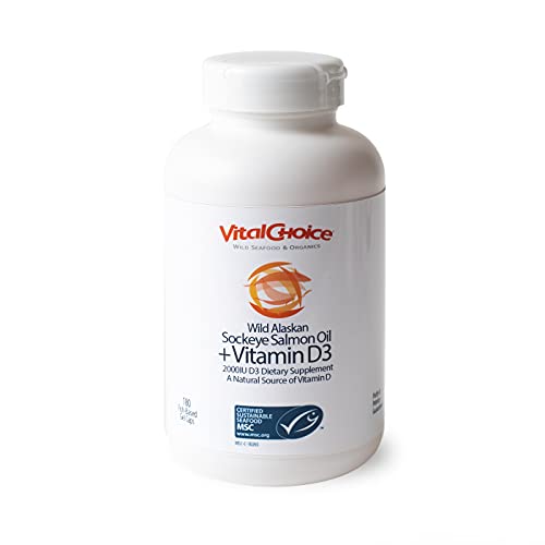 Vital Choice Wild Alaskan Sockeye Salmon Oil With Vitamin D, 300Mg Soft Gels, 180 Count #TOP11