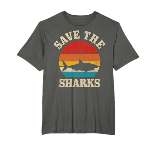 Save The Sharks Vintage Shark Marine Ocean Protección Camiseta