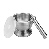 BRQステンレススチールグラインダー、耐久性のある耐腐食性乳鉢と乳棒、薬用スパイス粉砕ベビーフードキッチン用品、粉砕ガジェット、多目的 (大きい)