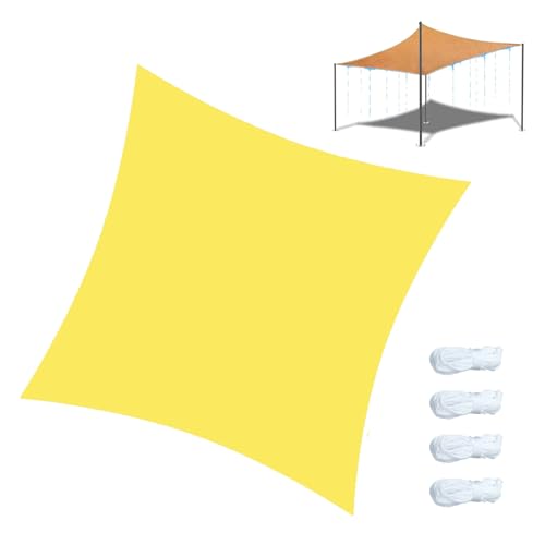 LXBche Waterproof Block Sun Shade Sails Canopy Sunshade Net UV Block Canopy Sun Shade Sail Canopy with Rope for Outdoor Patio Lawn Garden Outdoor Backyard (Color : Bright Yellow, Size : 4 * 4m)